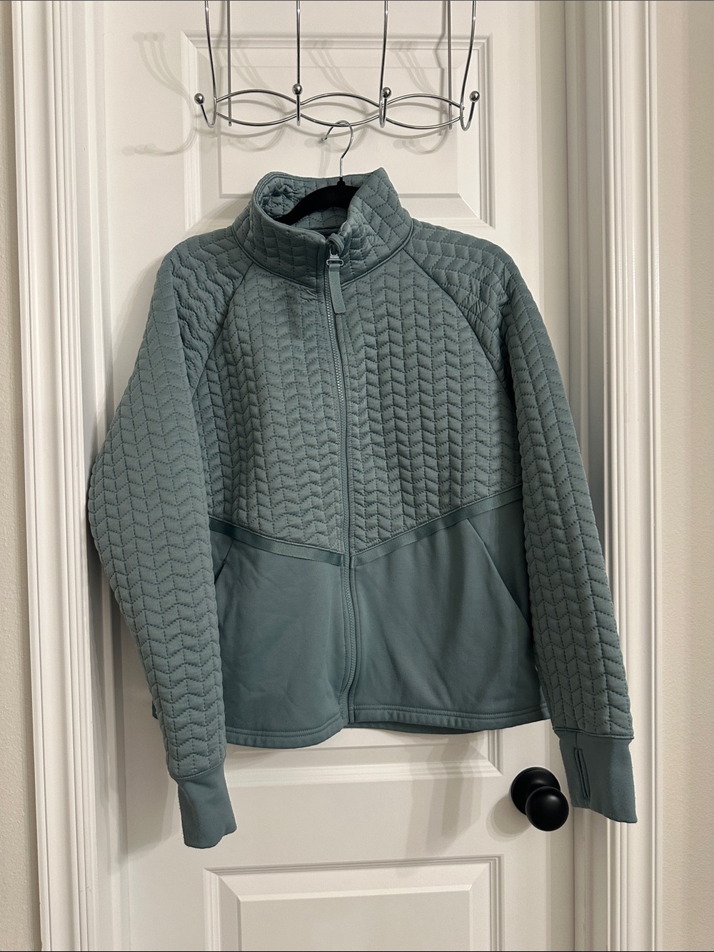 Quilted Light Teal Women's Zip-Up Jacket